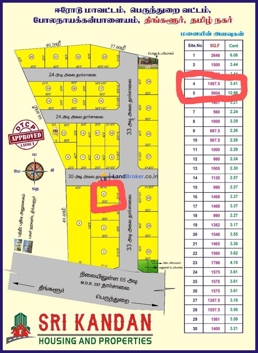 திங்களூர் - தமிழ் நகரில் சைட் விற்பனைக்கு - Image# 1